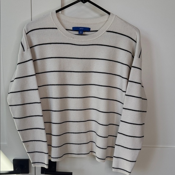 Apt. 9 Ivory/White and Black Striped Sweater - Picture 1 of 6